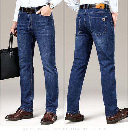Men'S Straight Loose Elastic Slim Fit Business Casual Korean Style Trendy Plus Size Pants Men