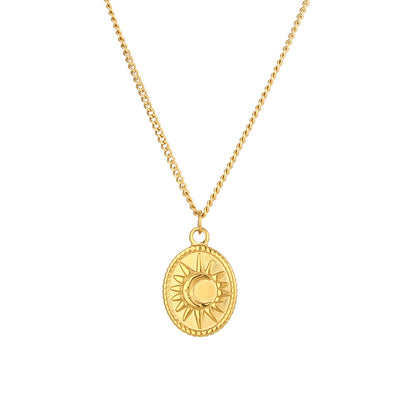 Fashion Moon Sun Relief Ornament Necklace
