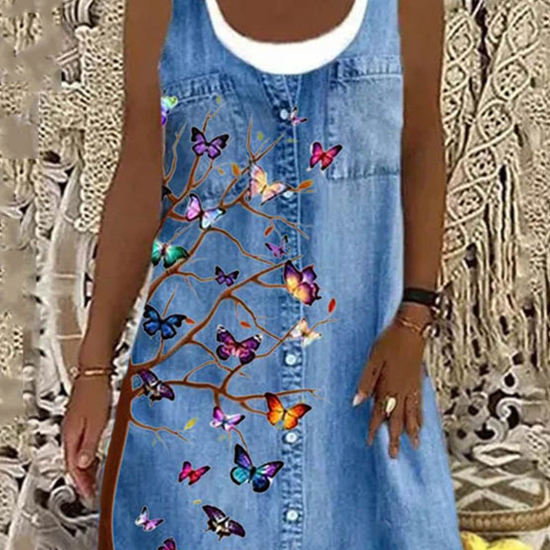 Plus Size Women's Skirt Summer Blue Dress