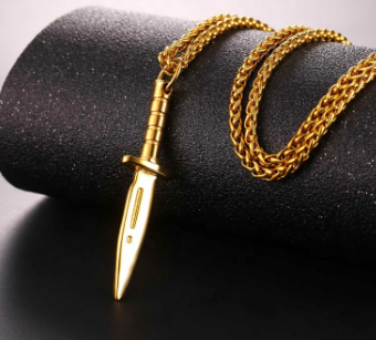 Men's Pendant Trinkets Europe and America Titanium Steel Stainless Steel Necklace Samurai Swords Electroplating Knife Gifts Foreign Trade