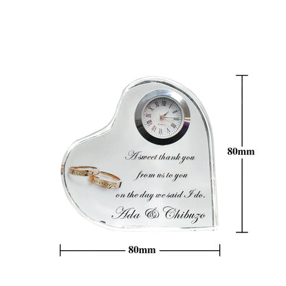 Custom Crystal Heart-shaped Crystal Clock