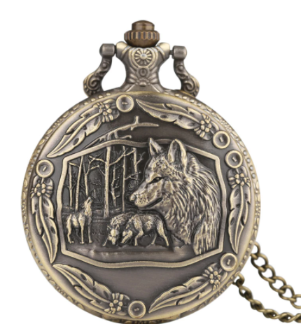 Retro Clamshell Three-dimensional Relief Wolf Head