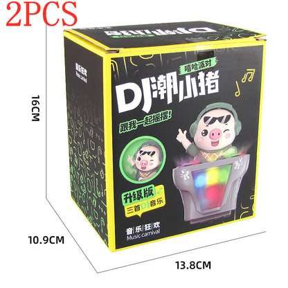 New Electric DJ Playing DJ Piggy Swing Bar Colorful Lighting Dynamic Music Rock Pig Children's Toys Wholesale
