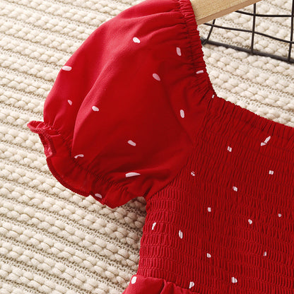 New Korean Version Of The Popular Children's Skirt Short-sleeved Princess Skirt