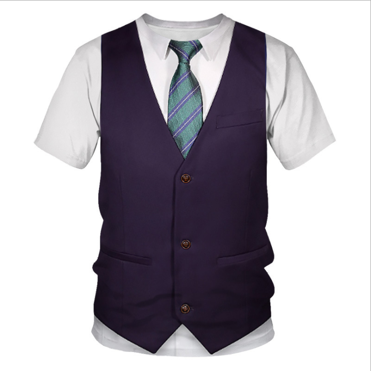 Vest uniform 3D digital print T-shirt