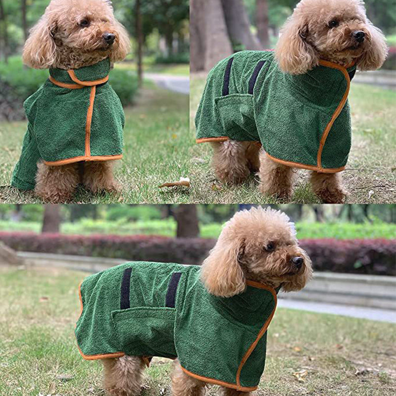 Pet Bathrobe Fast Drying Towel Microfiber Absorbent Soft Bath Robe Adjustable Towel Grooming Coat For Small Medium Large Dog