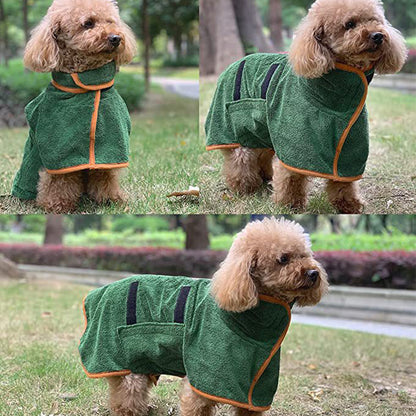 Pet Bathrobe Fast Drying Towel Microfiber Absorbent Soft Bath Robe Adjustable Towel Grooming Coat For Small Medium Large Dog