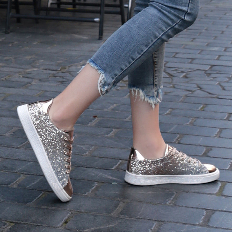 Color sequin street low shoes