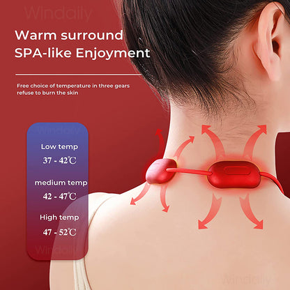 Mini Portable Hanging Neck Massager With Heat Electric EMS TENS Pulse Hot Compress Smart Cervical Spine Massager Shoulder