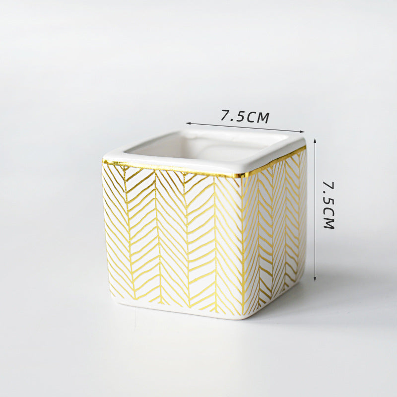 Succulent Ceramic Flower Pot Small Square Table Top Ornament