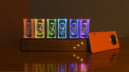 Modern Digital Nixie Tube Clock 6-tubes Night Light Bedroom Desktop Clock