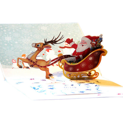 3D Christmas Pop-up Greeting Card Deer Cart