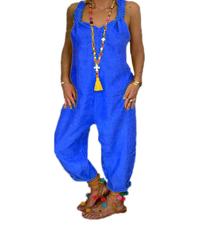 Loose Casual Women's Plus Size Linen Suspenders Pants