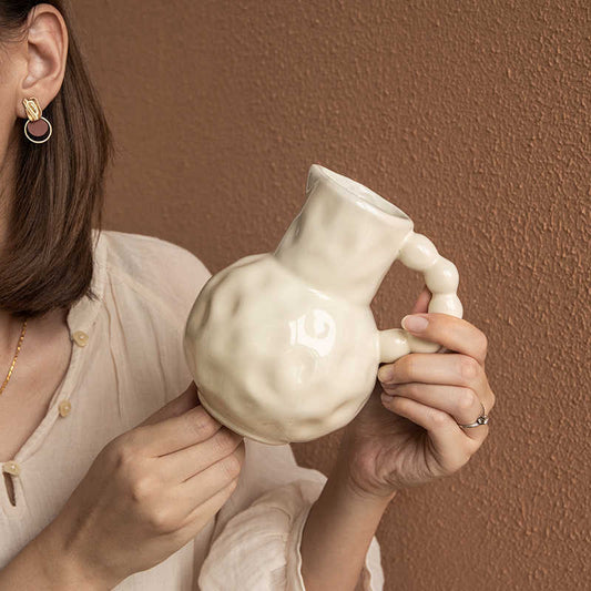 Vase Pearl Handle Ceramic Milk Pot Living Room Decorations