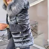 Ladies winter velvet coat faction overcomes