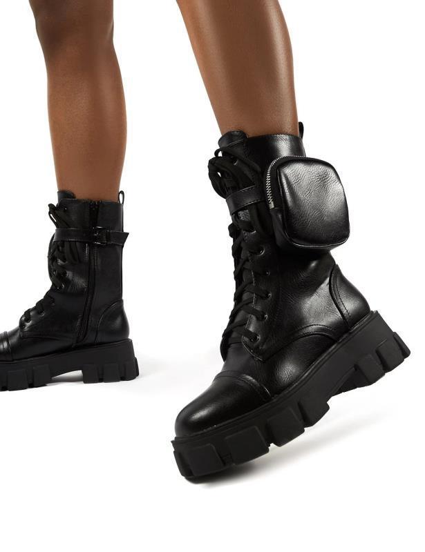 Round head female motorcycle riding boots