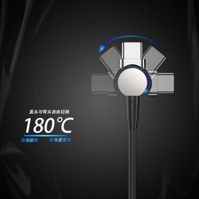 Rotating magnetic data line three-in-one blind magnetic magnetic circular charging cable for Android fruit typec