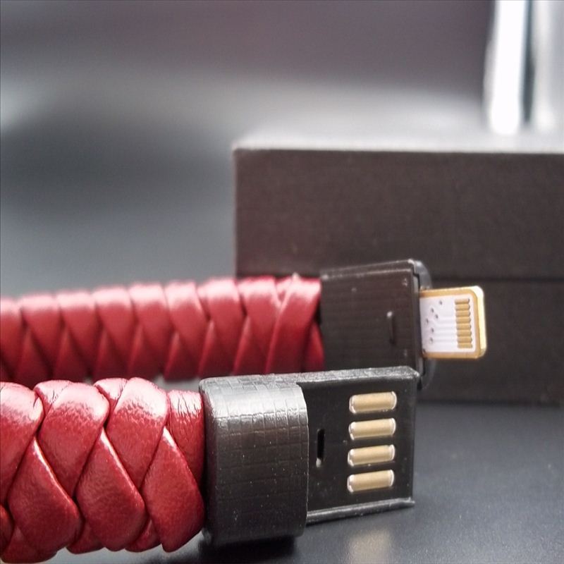 Leather woven creative data cable bracelet