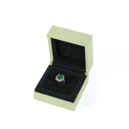 Grass Green Flannel Ring Bracelet Ornament Gift Box