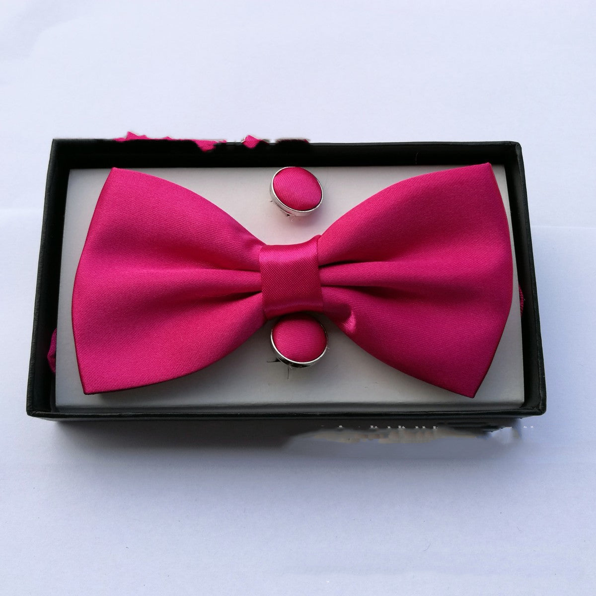 Pocket Square Cufflinks Set Men's Bow Gift Box