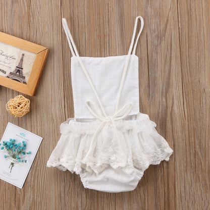 White embroidered lace tie