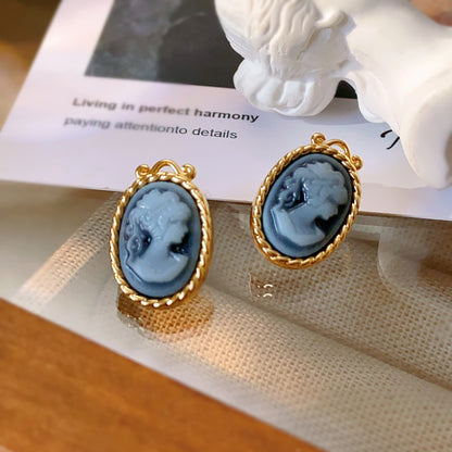 Vintage Fried Dough Twist Relief Oval Earrings