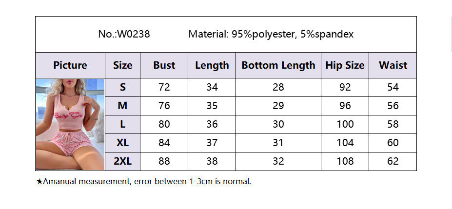 Summer Women's Pajamas Two-piece Set Sexy Sling Vest Shorts