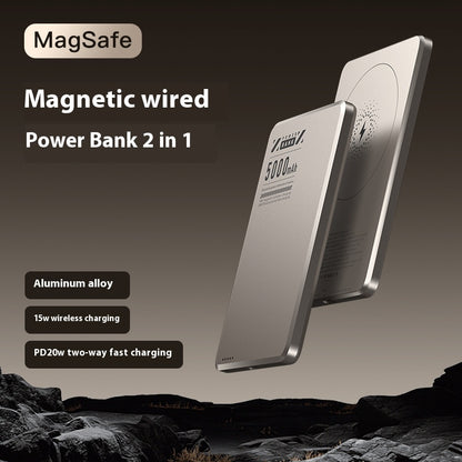 Aluminum Alloy Ultra-thin Double Pop-up Window Creative Magnetic Fast Charging Small Light Power Digital Display Mobile Power Supply