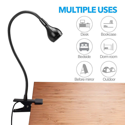 USB Flexible Reading LED Bright Light Book Lamp Clip-on Beside Bed Desk Table