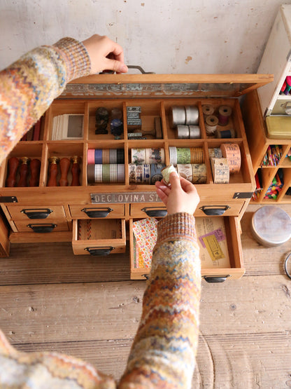 Tape Stamp Sticker Solid Wood Storage Box Retro