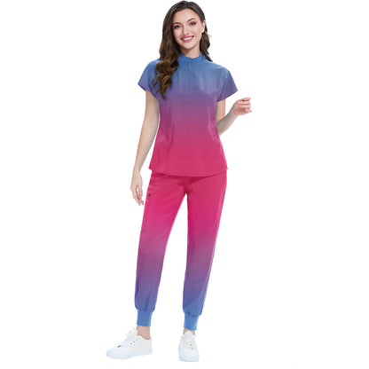 Gradient Color Men's And Women's Same Doctor Nurse Beauty Salon SPA Work Uniforms Suit