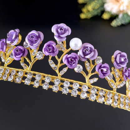 Purple Rose Crystal Jewelry Crown - FLIPSTYLEZLLC