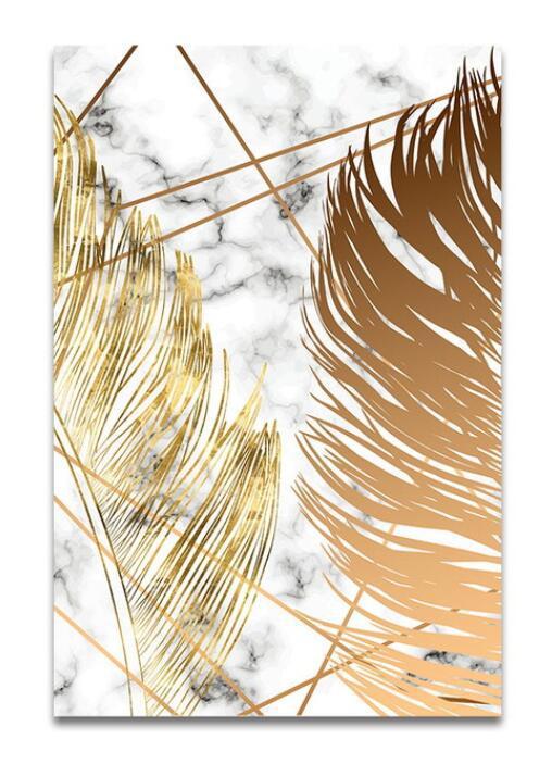 European Style Plant Gold Leaf Decorative Canvas Painting