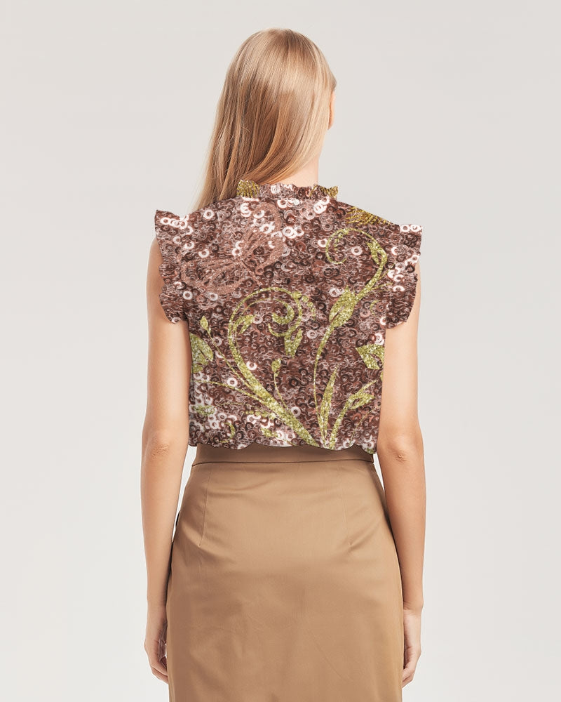 BEAUTIFUL PURPLE GITTER DESIGN CREATED BY FLIPSTYLEZ Women's All-Over Print Ruffle Sleeve Top