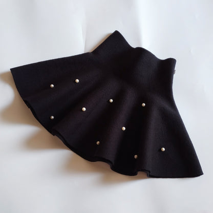 Girls High Waist Knitted Pearl Umbrella Skirt