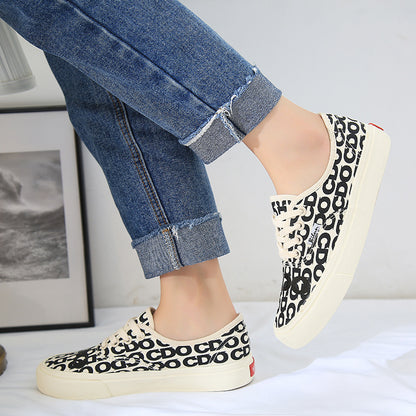 Low Cut Men And Women Letter Couple Canvas Shoes Laces - FLIPSTYLEZLLC