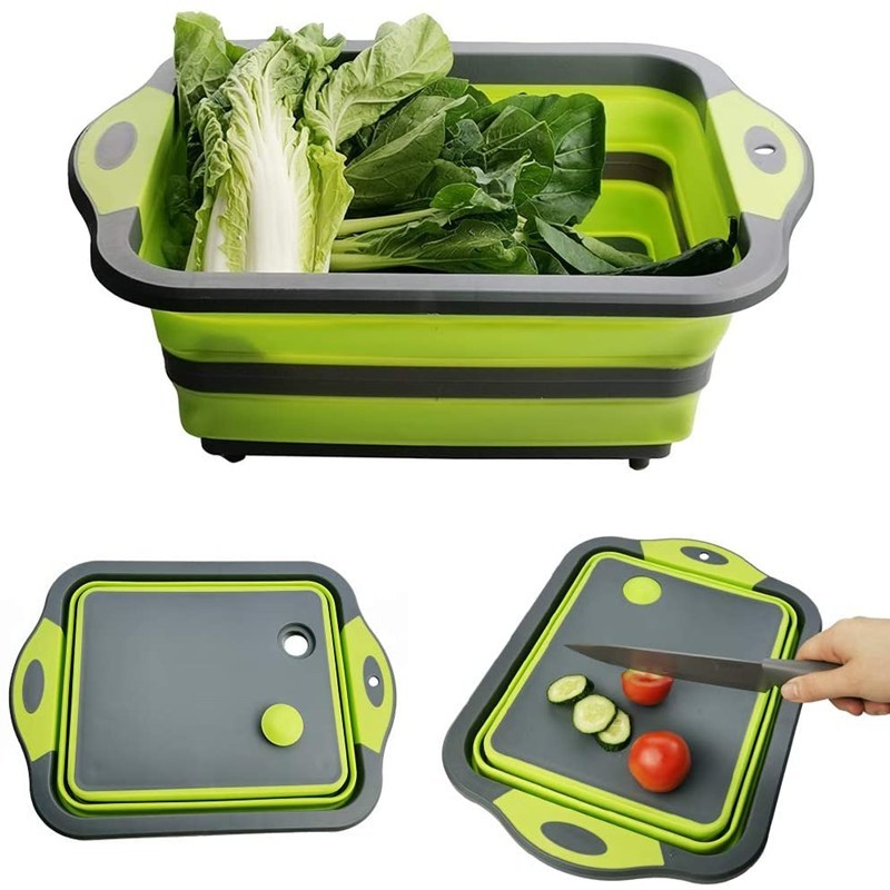 Multifunctional Folding Sink Cutting Plastic Cutting Board Household Draining Basket