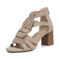 Fashion Back Zipper High Heel Fishmouth Roman Shoes