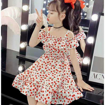 Medium And Big Children Floral Skirt Summer Little Girl Fashionable Princess Dress