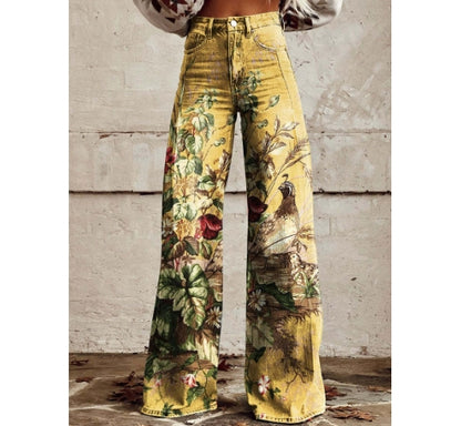 Plus Size Women's Casual Thin Wide Leg Imitation Jeans