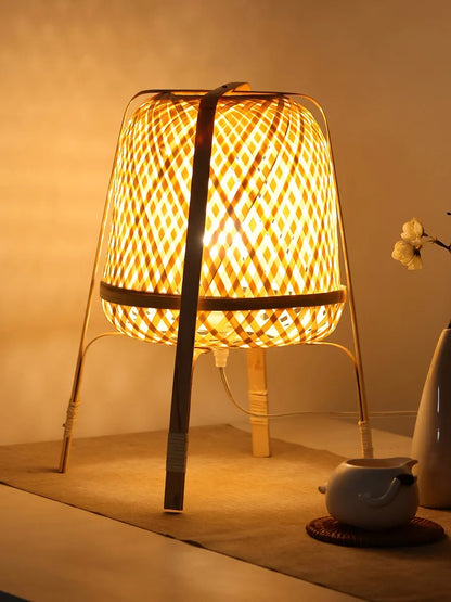 Bamboo Woven Decorative Table Lamp Creative Bedroom Bedside Lamp