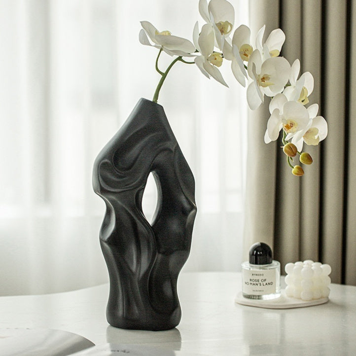 Vase Decoration Living Room Flower Arrangement Ceramic White Art Sculpture Decoration