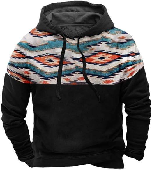 Native buffalo Printed winter Hoodie Men's fashion