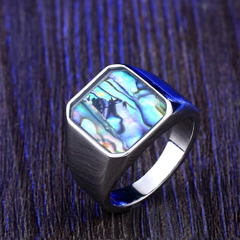 Warrior Men's Retro Personality Creative Stainless Steel Ring Shell Jewelry