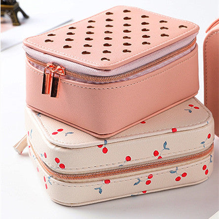Portable Earring Ring Leather Jewelry Box Fashion Makeup Small Gift Box