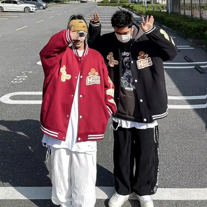Plus Size Baseball Uniform Polyester Loose Jacket