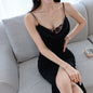 New Product Fashion Lace Stitching Bag Hip High Slit Dress Women