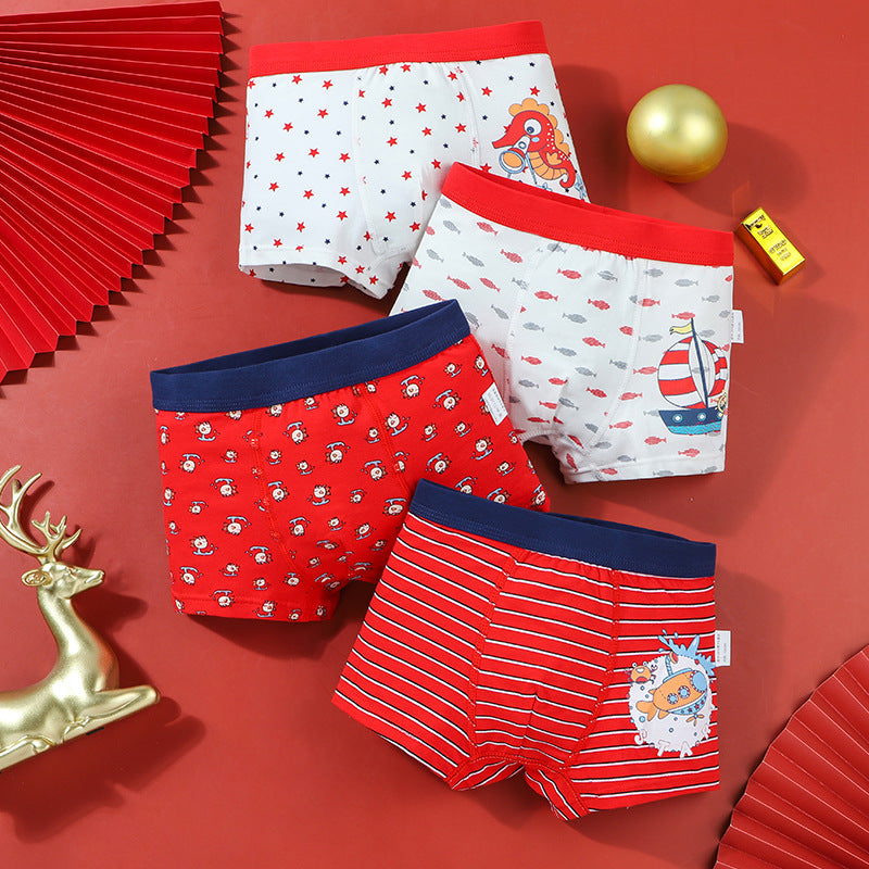 Boys Cartoon Cotton Boxer Shorts Suit