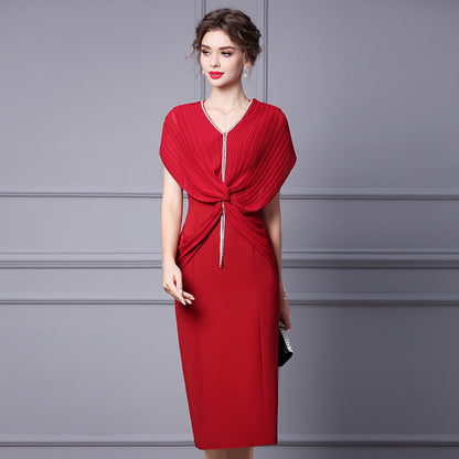 Slim Waist Length Skirt Red