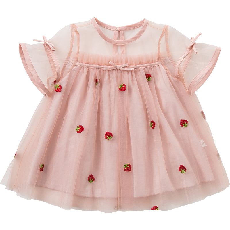 Orange Strawberry Embroidered Dream Gauze Skirt